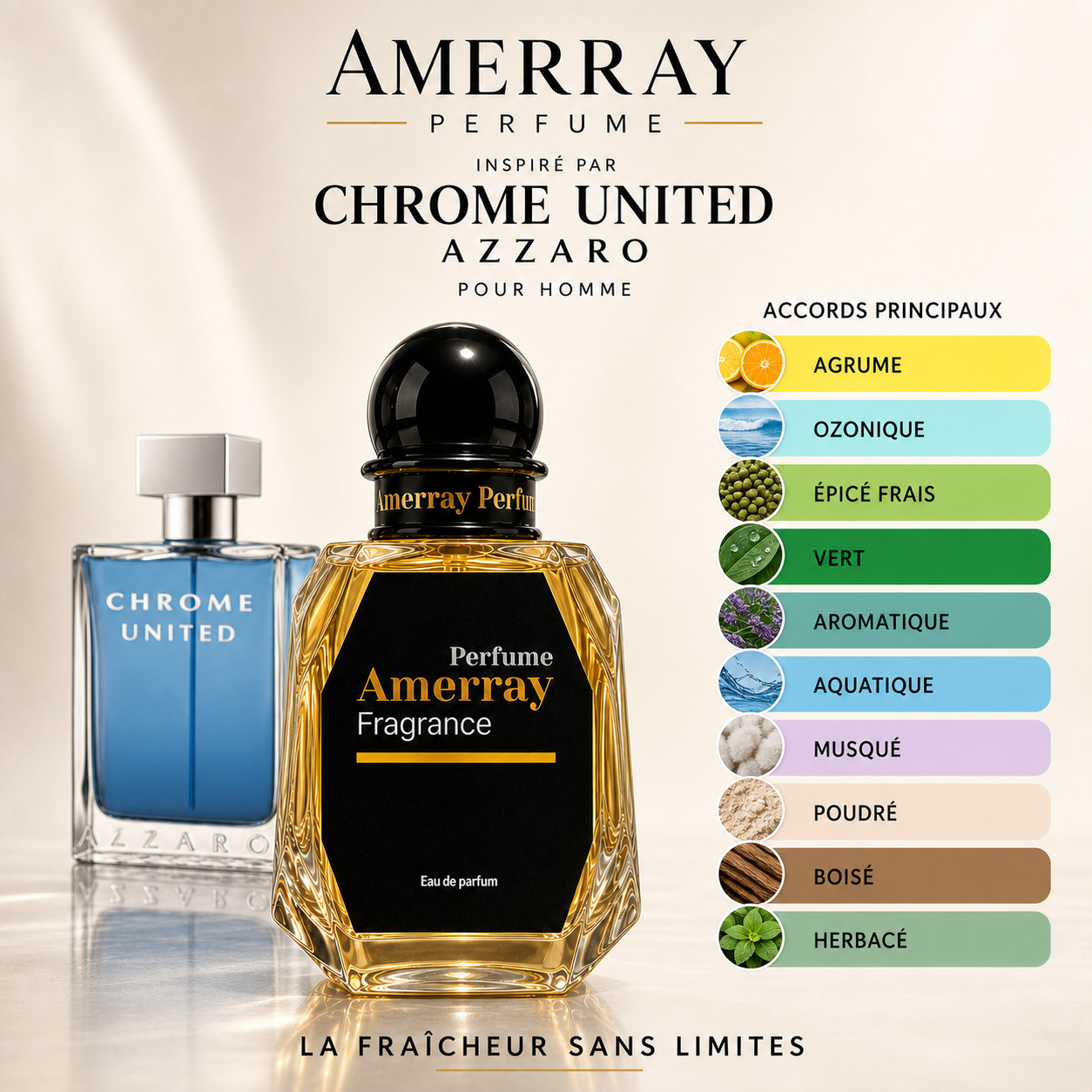 Pack 4 Parfums Homme Amerray N°3 – 4 x 50 ml