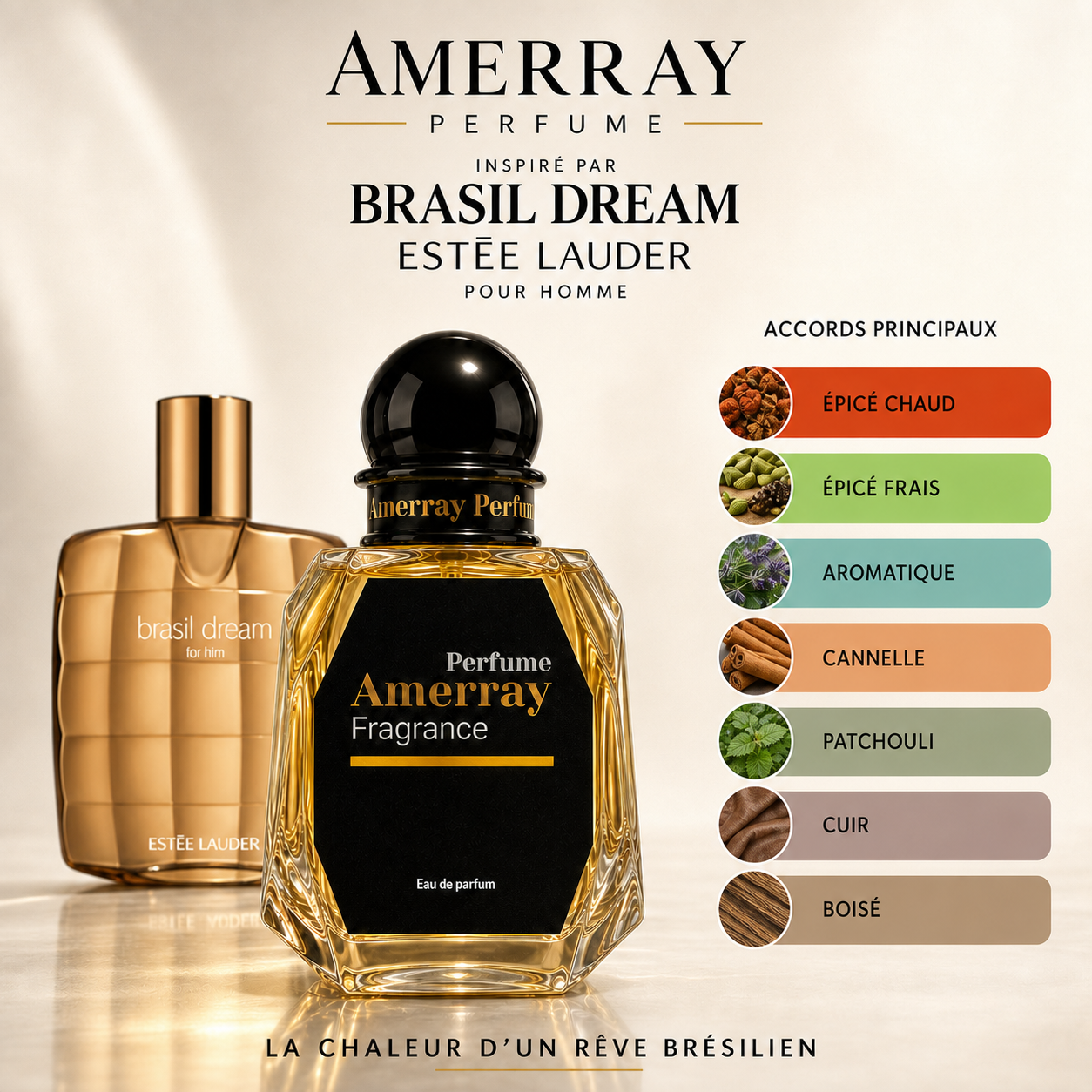 Pack 4 Parfums Homme Amerray N°5 – 4 x 50 ml