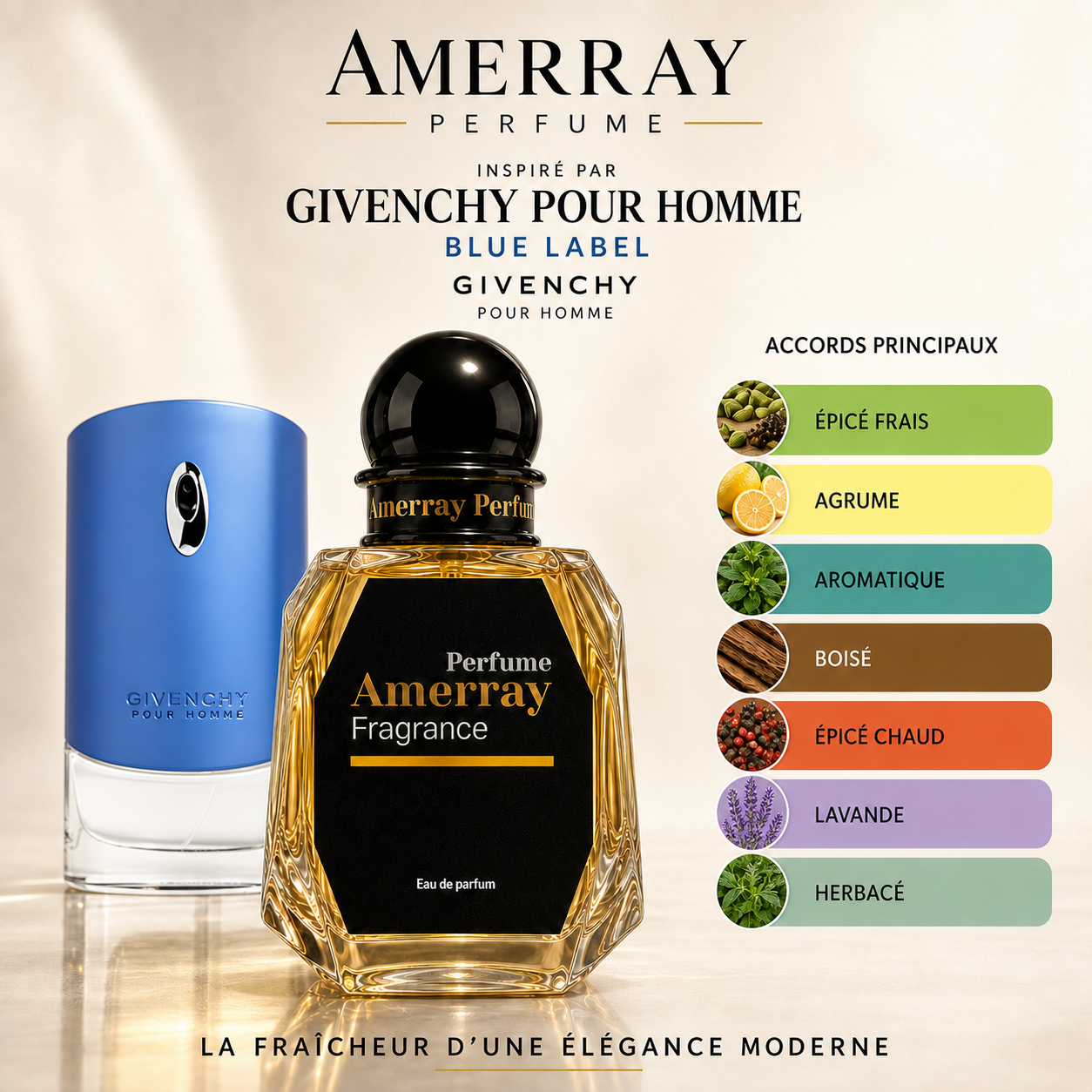 Pack 4 Parfums Homme Amerray N°8 – 4 x 50 ml