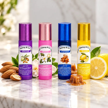Coffret Musk Tahara Roll-on 4 Senteurs – Almond, Flowers, Caramel, Lemon