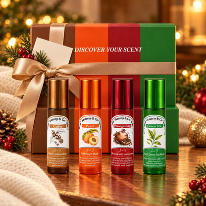 Coffret Musk Tahara Roll-on 4 Senteurs – Coffee, Peach, Pomegranate, Green Tea