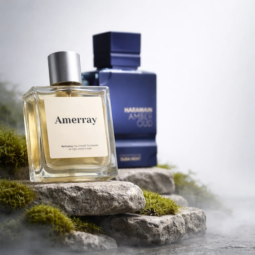 Flacon du parfum inspiré de Amber Oud Dubai Night de Al Haramain – Amerray Maroc