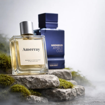 Flacon du parfum inspiré de Amber Oud Dubai Night de Al Haramain – Amerray Maroc
