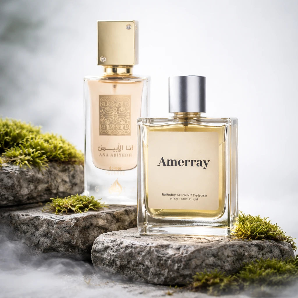 Bouteille du parfum AMERRAY Inspired By Ana Abiyedh Poudrée, inspiré de Lattafa Perfumes - Maroc