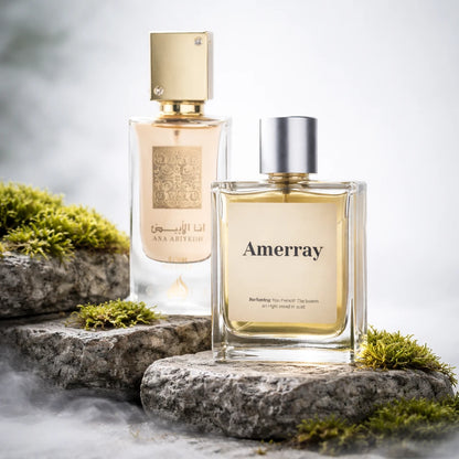 Bouteille du parfum AMERRAY Inspired By Ana Abiyedh Poudrée, inspiré de Lattafa Perfumes - Maroc
