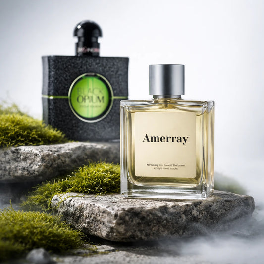 Bouteille du parfum AMERRAY Inspired By Black Opium Illicit Green, inspiré de YSL - Maroc
