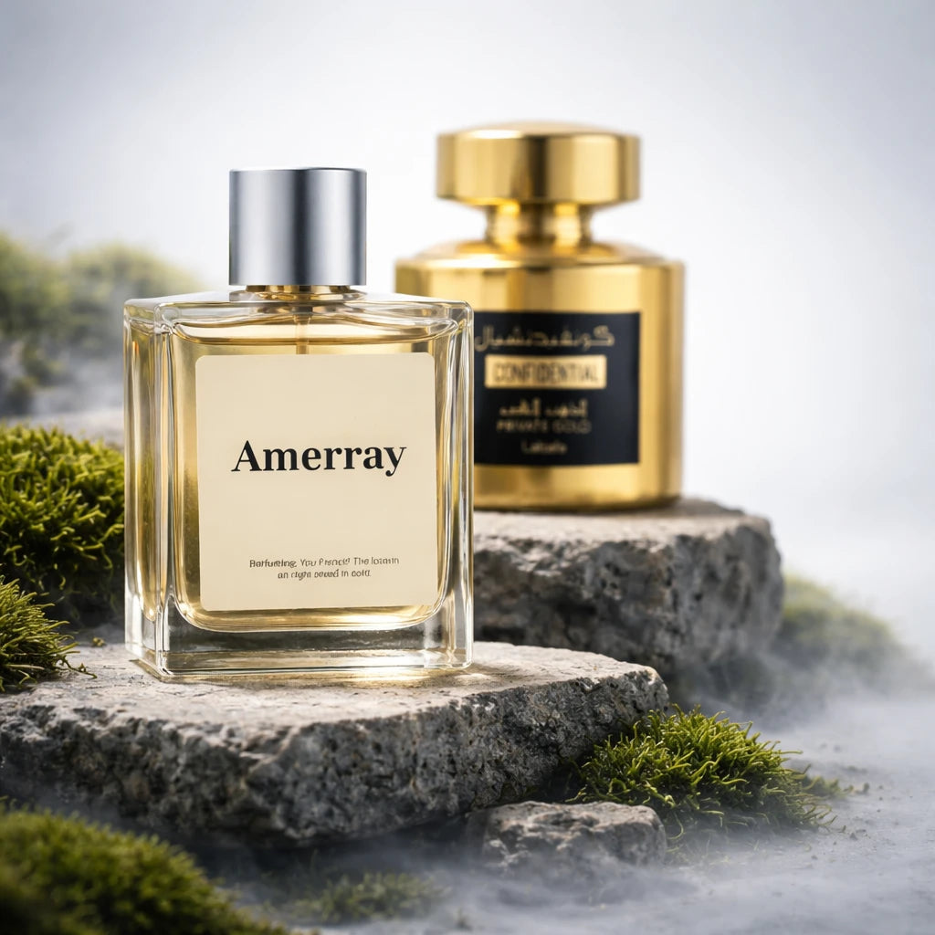 Flacon du parfum AMERRAY Inspired By Confidential Private Gold, inspiration Lattafa Perfumes - Maroc