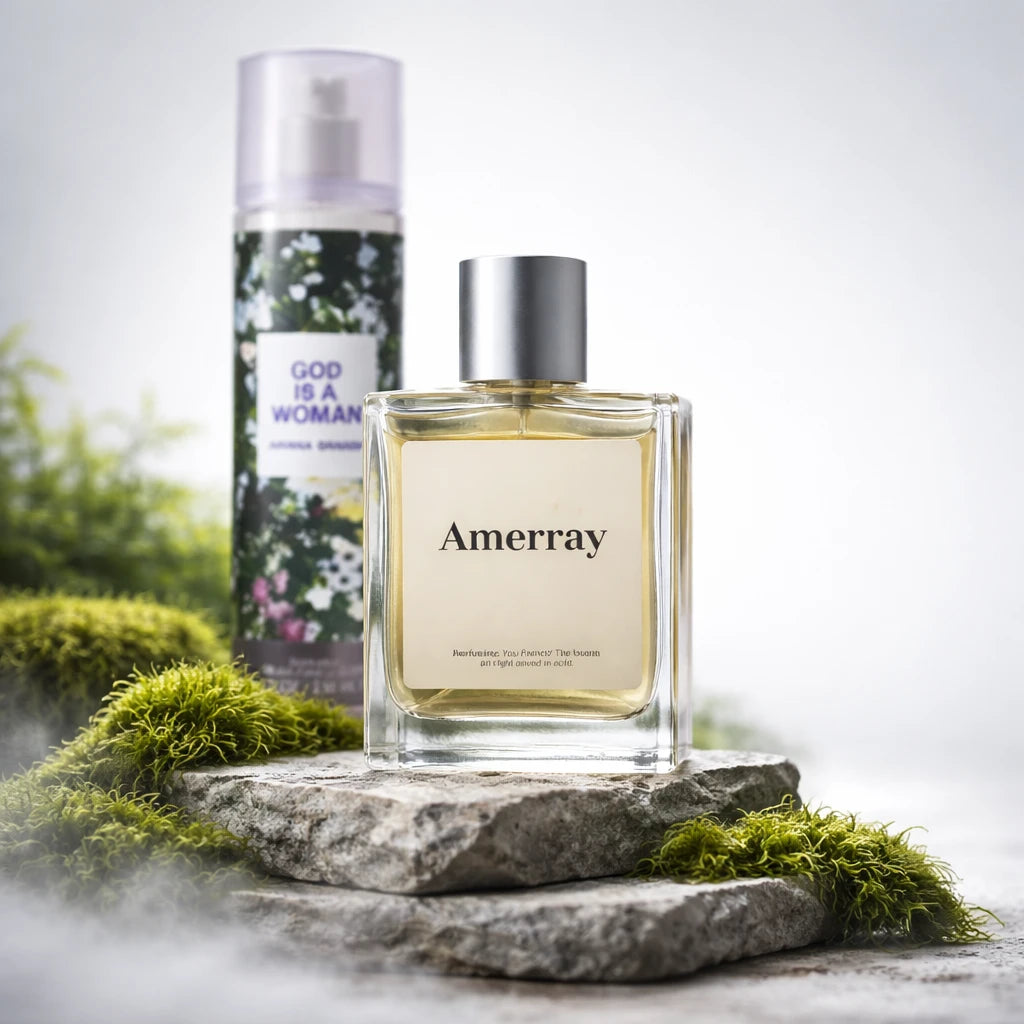 Bouteille du parfum AMERRAY Inspired By God Is A Woman Body Mist, inspiré de Ariana Grande - Maroc