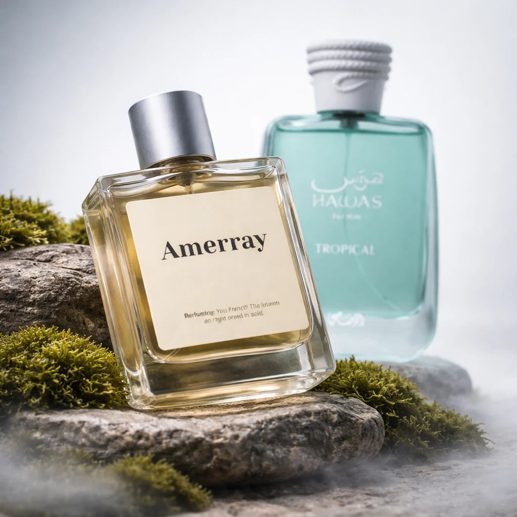 Flacon du parfum inspiré de Hawas Tropical de Rasasi – Amerray Maroc