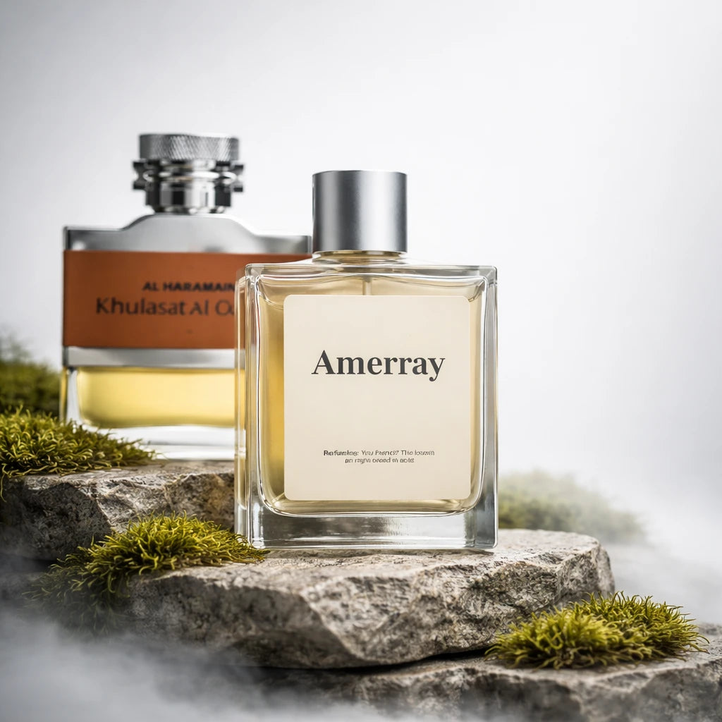Flacon du parfum inspiré de Khulasat Al Oudh de Al Haramain – Amerray Maroc