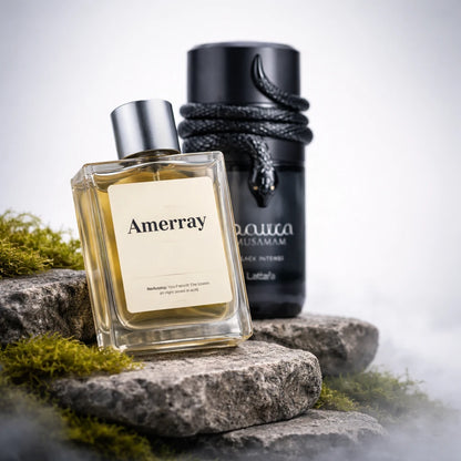 Flacon du parfum inspiré de Musamam Black Intense de Lattafa Perfumes – Amerray Maroc