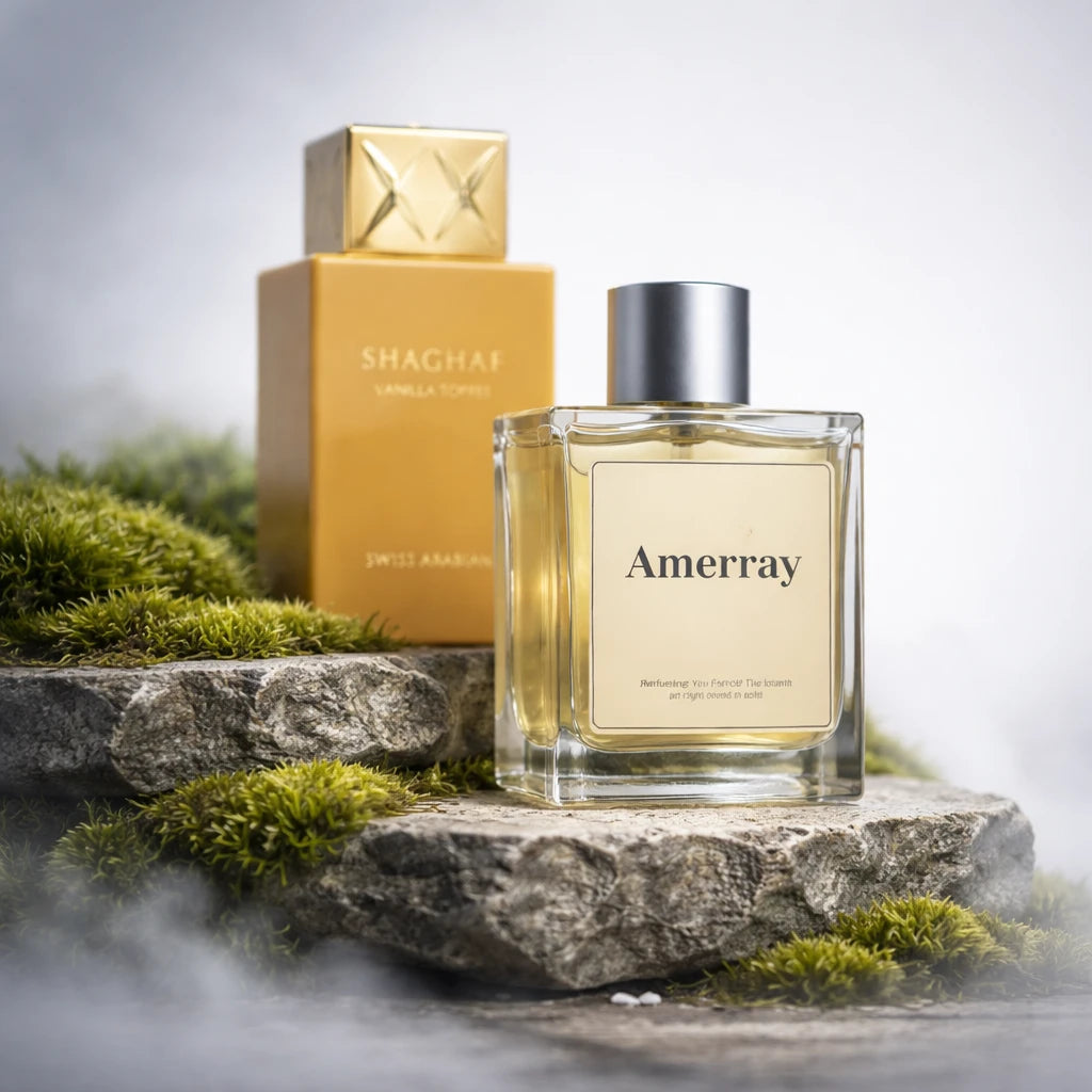 Flacon du parfum inspiré de Shaghaf Vanilla Toffee de Swiss Arabian – Amerray Maroc