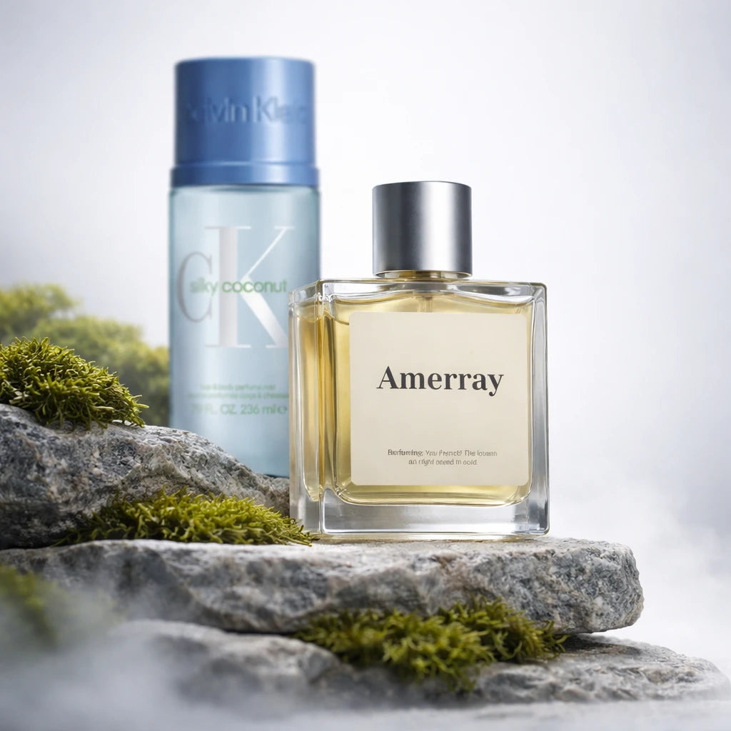 Flacon du parfum inspiré de Silky Coconut Body Mist de Calvin Klein – Amerray Maroc
