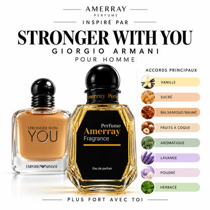 Amerray inspiré par Stronger With You Giorgio Armani – accords vanille · sucré · balsamique/baumé · fruits à coque · aromatique · lavande · poudré · herbacé
