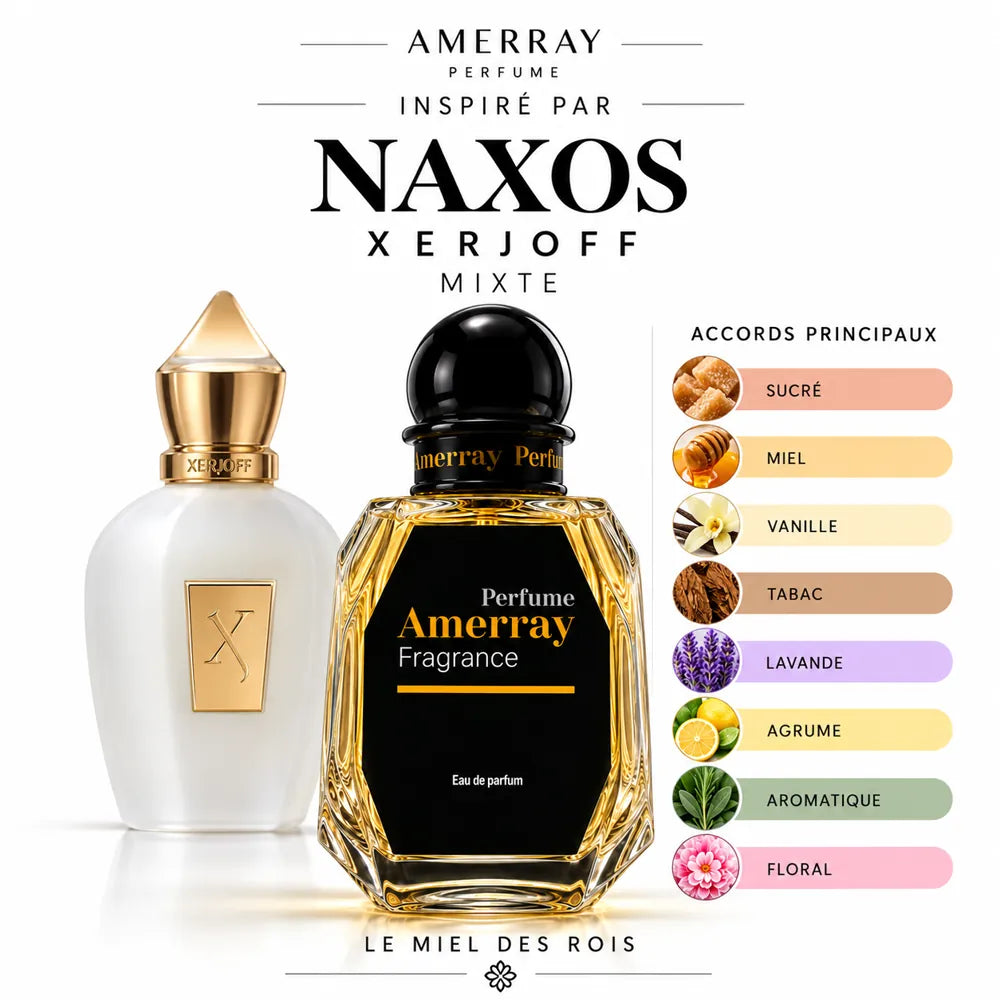 Amerray inspiré par Naxos Xerjoff – accords sucré · miel · vanille · tabac · lavande · agrume · aromatique · floral