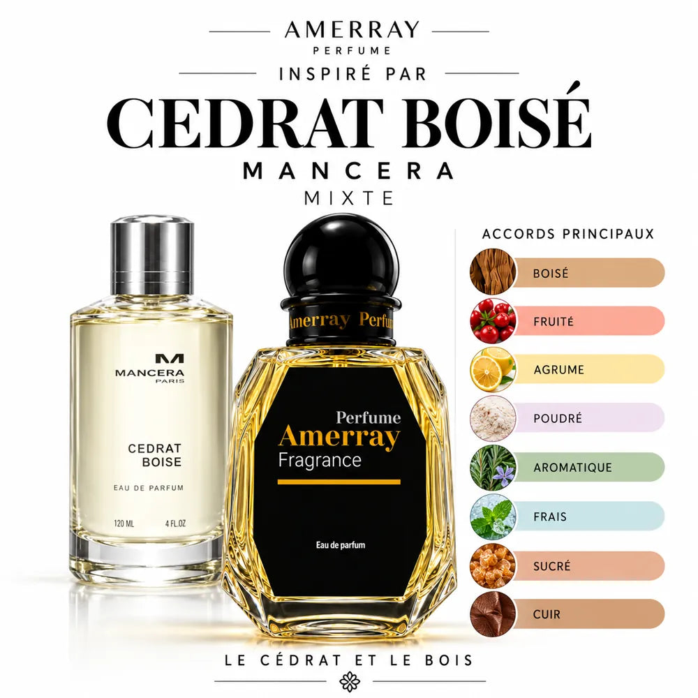 Amerray inspiré par Cedrat Boisé Mancera – accords boisé · fruité · agrume · poudré · aromatique · frais · sucré · cuir