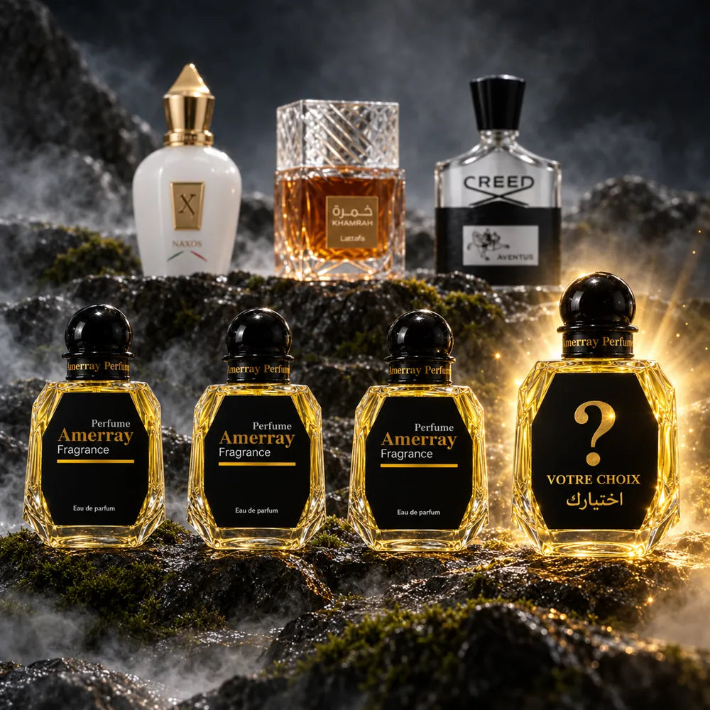 New Pack 2026 N°2 Amerray – Naxos, Khamrah, Aventus + 1 parfum au choix