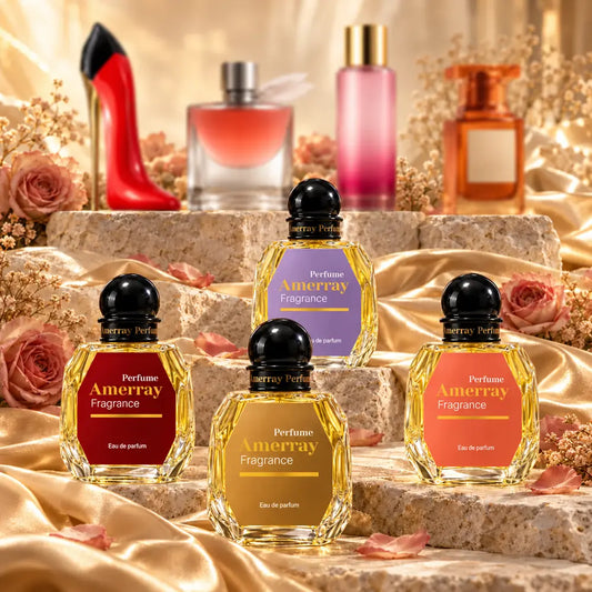 Pack 4 parfums femme Amerray N°13 – Very Good Girl Elixir, La Vie Est Belle L'Absolu, Pure Seduction, Bitter Peach