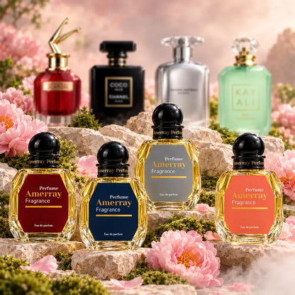 Pack 4 parfums femme Amerray N°16 – Scandal Le Parfum, Coco Noir, Essence, Maui in a Bottle
