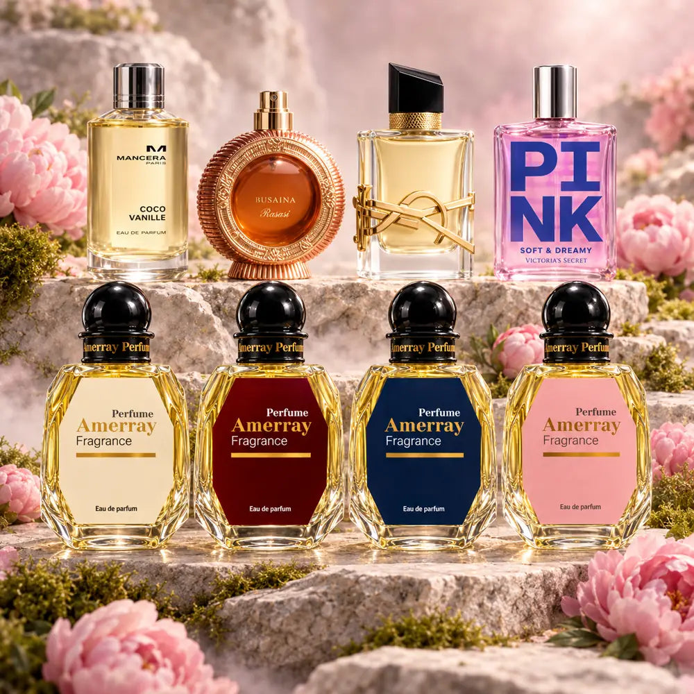 Pack 4 parfums femme Amerray N°20 – Coco Vanille, Busaina, Libre, Pink Soft & Dreamy