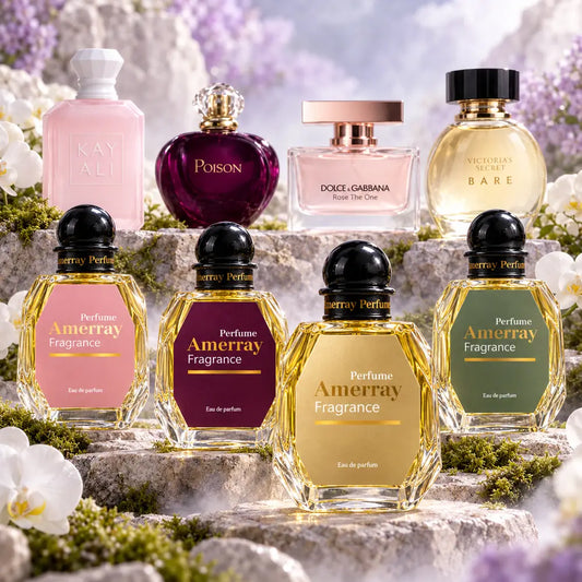 Pack 4 parfums femme Amerray N°22 – Yum Boujee Marshmallow, Poison, Rose The One, Bare