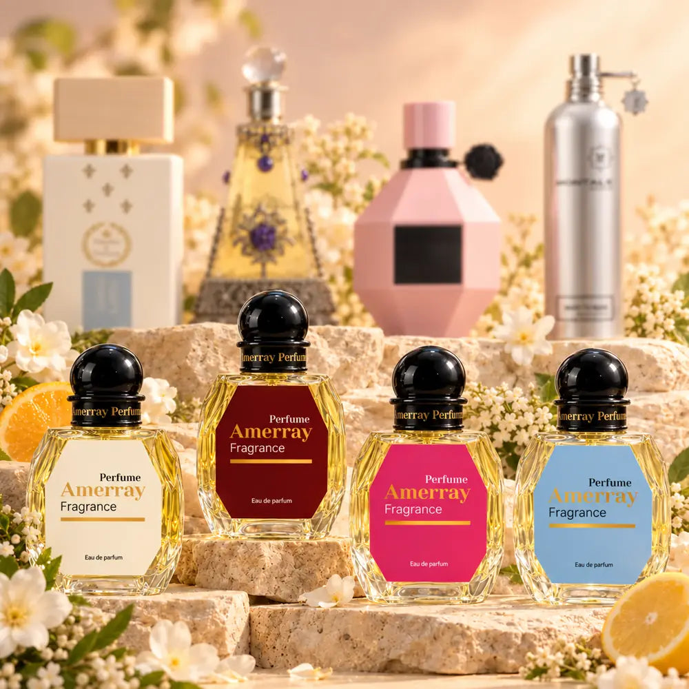 Pack 4 parfums femme Amerray N°23 – Bianco Latte, Arba Wardat, Flowerbomb Extreme, Musk to Musk