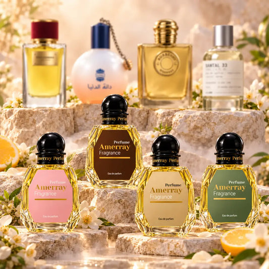 Pack 4 parfums femme Amerray N°35 – Velvet Desire, Daanat Al Duniya, Goddess, Santal 33