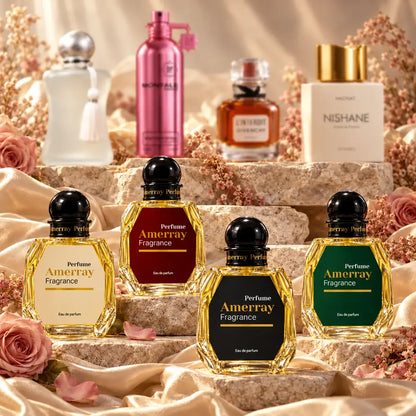 Pack 4 parfums femme Amerray N°37 – Valaya, Aoud Rose Petals, L'Interdit, Hacivat