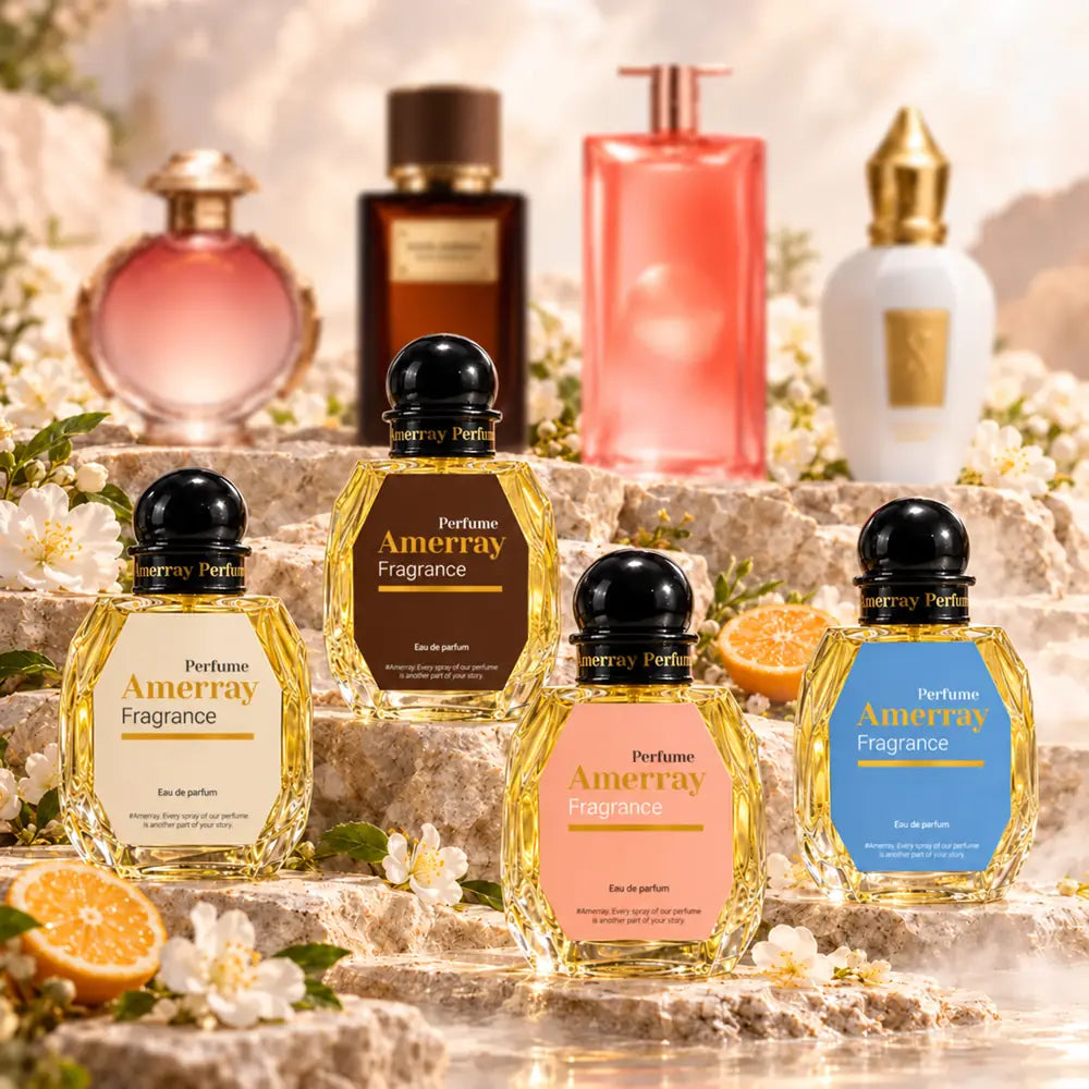 Pack 4 parfums femme Amerray N°39 – Olympea Legend, Velvet Desert Oud, Idôle Peach 'N Roses, White On White