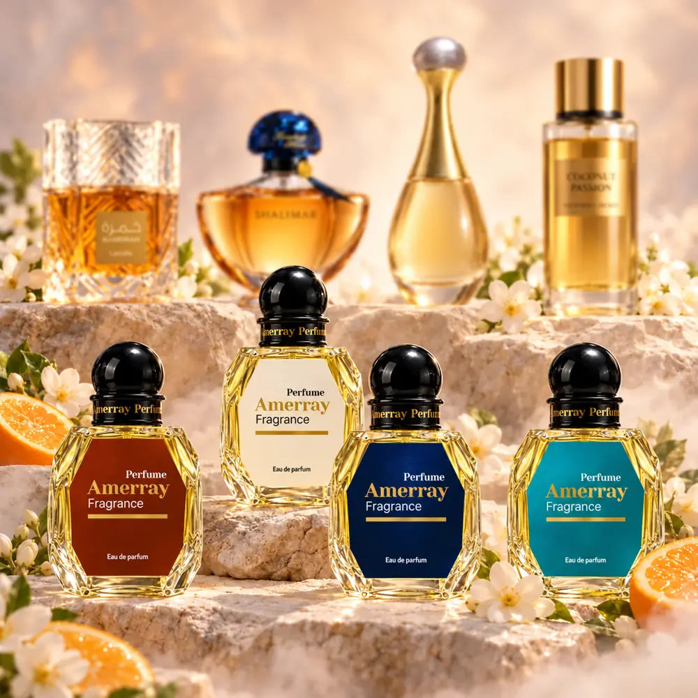 Pack 4 parfums femme Amerray N°7 – Khamrah, Shalimar, J'adore, Coconut Passion