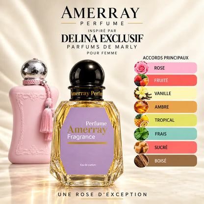 Amerray inspiré par Delina Exclusif Parfums de Marly – accords rose · fruité · vanille · ambre · tropical · frais · sucré · boisé