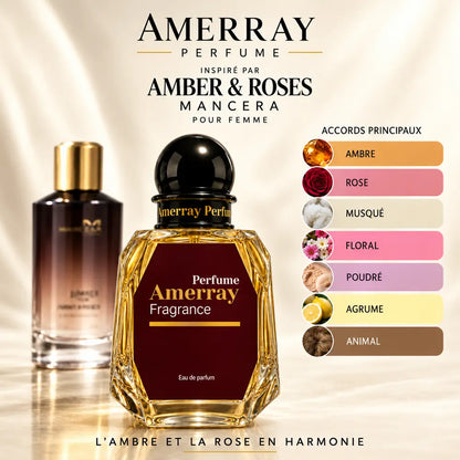 Amerray inspiré par Amber & Roses Mancera – accords ambre · rose · musqué · floral · poudré · agrume · animal