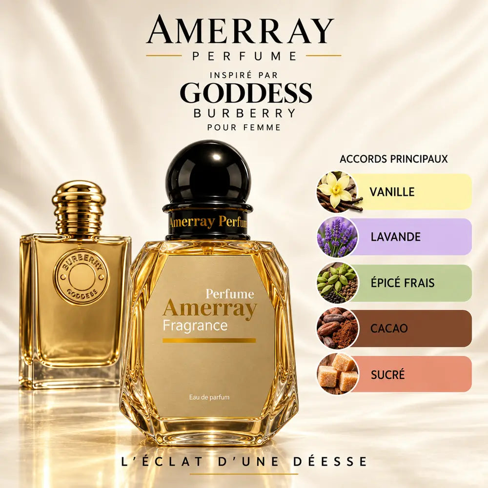 Amerray inspiré par Goddess Burberry – accords vanille · lavande · épicé frais · cacao · sucré