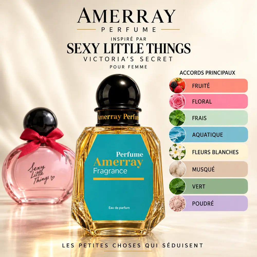 Amerray inspiré par Sexy Little Things Victoria's Secret – accords fruité · floral · frais · aquatique · fleurs blanches · musqué · vert · poudré