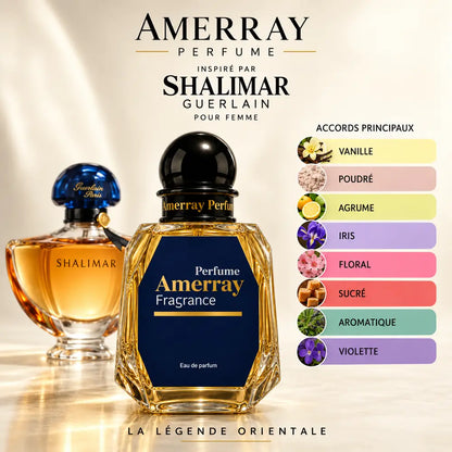 Amerray inspiré par Shalimar Guerlain – accords vanille · poudré · agrume · iris · floral · sucré · aromatique · violette