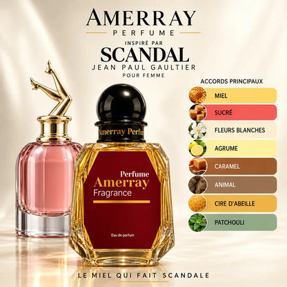 Amerray inspiré par Scandal Jean Paul Gaultier – accords miel · sucré · fleurs blanches · agrume · caramel · animal · cire d'abeille · patchouli